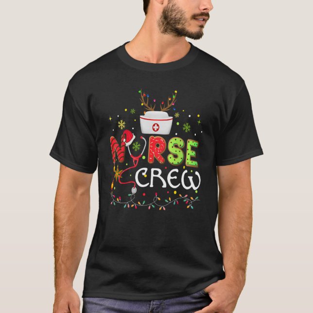 Camiseta Christmas Nurse Crew   Reindeer Nursing Xmas Party (Frente)