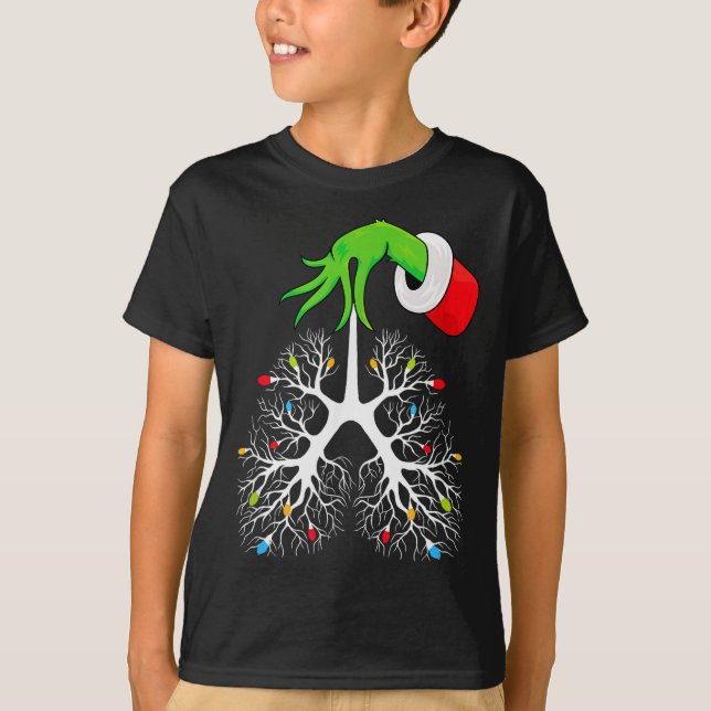 Camiseta Christmas Nurse Resratory Therast Lung Lights Funn (Frente)