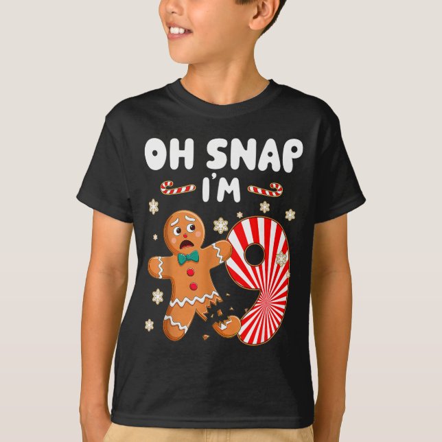 Camiseta Christmas Oh Snap 9 Year Old Gingerbread Man 9th B (Frente)