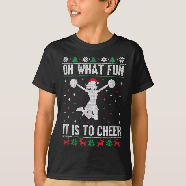 Camiseta Christmas Oh What Fun It Is To Cheer - Cheerleadin (Frente)