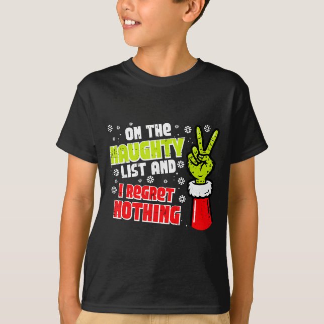 Camiseta Christmas On Naughty List Regret Nothing Xmas Men  (Frente)