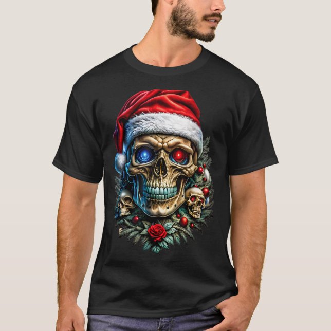 Camiseta Christmas Outfit Skull Christmas Death Heavy Xmas  (Frente)