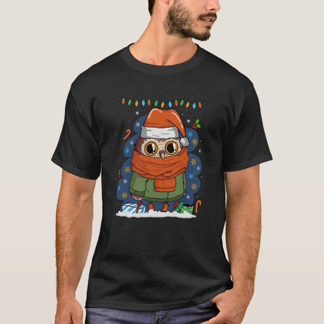Camiseta Christmas Owl Cute Owl Holiday (Frente)