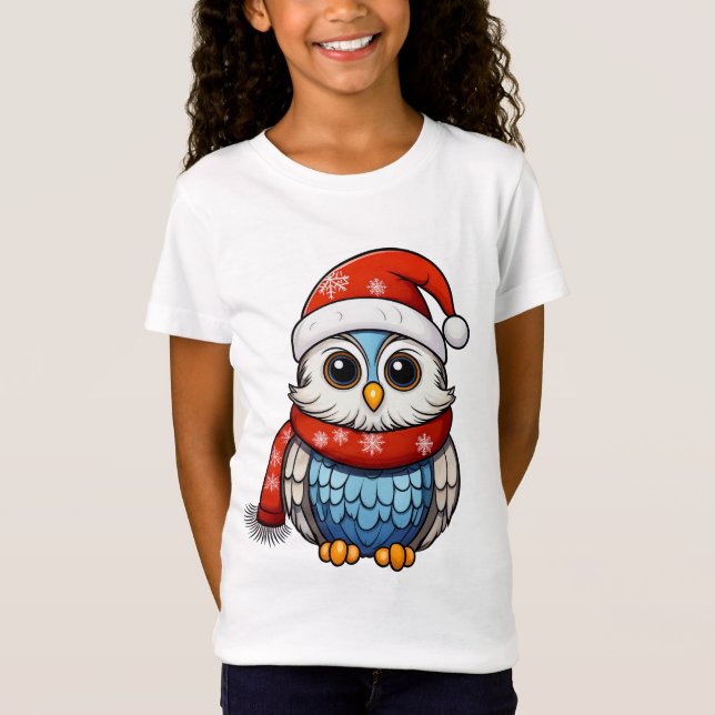 Camiseta Christmas Owl – Holiday T-Shirt for Kids and Teens (Frente)