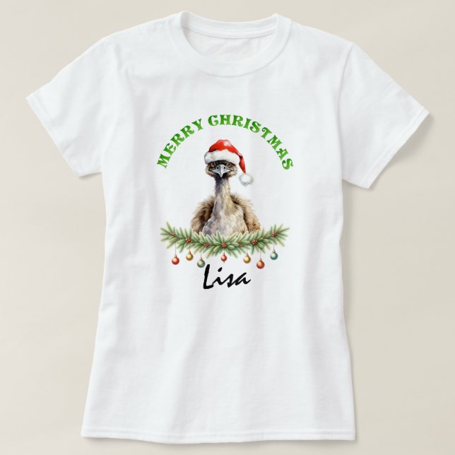 Camiseta Christmas Oz Animals Emu Matching Women's (Frente do Design)