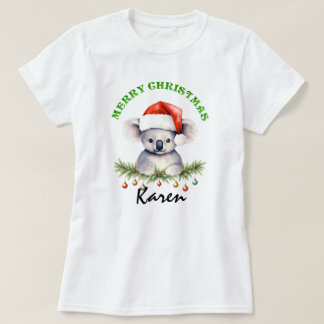 Camiseta Christmas Oz Animals Koala Matching Women's