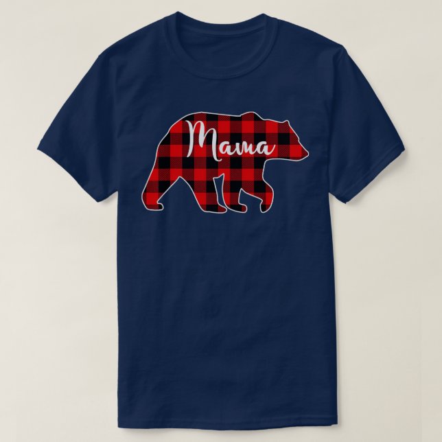 Camiseta Christmas Pajama Matching Family Red Plaid Mama Be (Frente do Design)