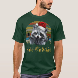 Camiseta Christmas Pajama Raccoon Lover Xmas Tree Lights