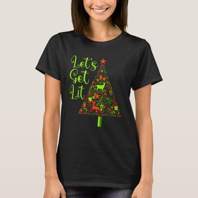 Camiseta Christmas  Pajamas Let's Get Lit Christmas (Frente)