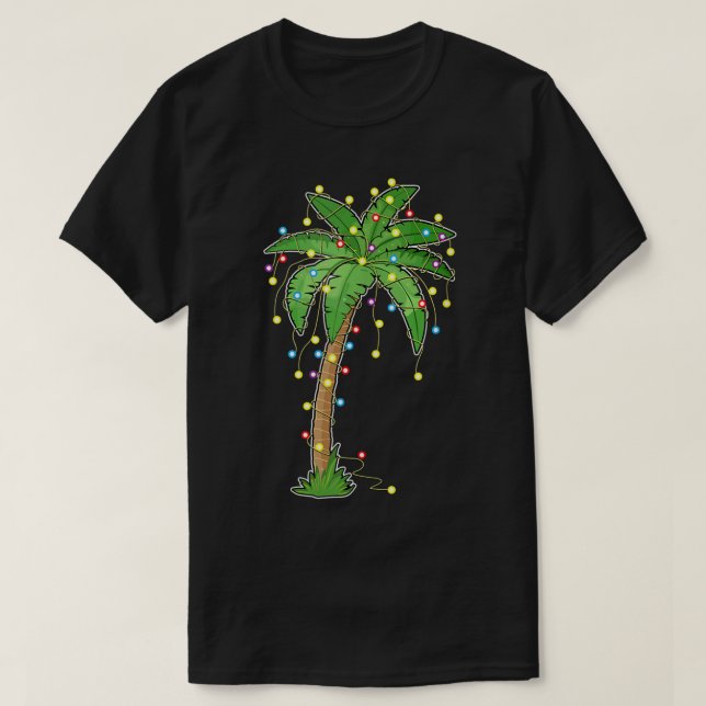 Camiseta Christmas Palm Tree Tropical Holiday Design (Frente do Design)