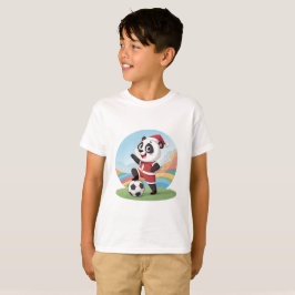 Camiseta Christmas Panda with Christmas Hat and Soccer Ball