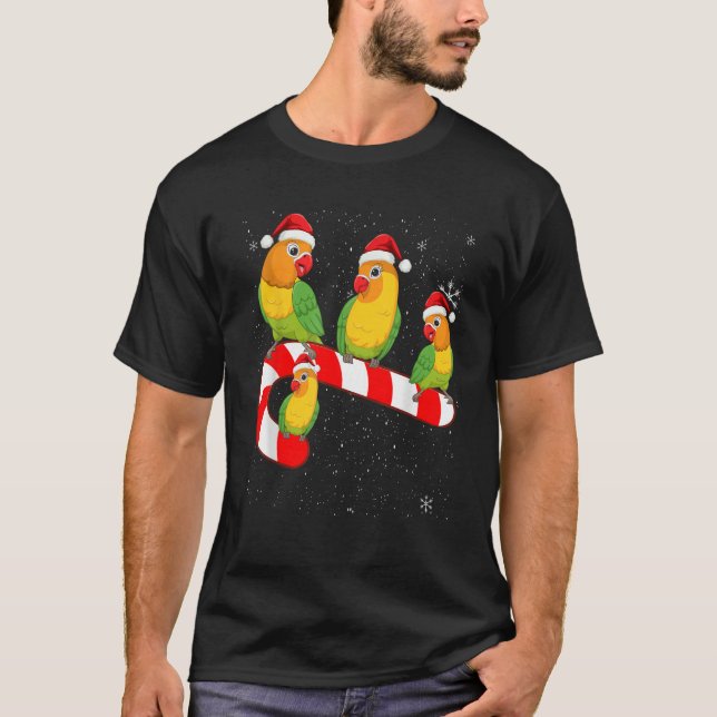 Camiseta Christmas Parrots Birds Candy Cane Cute Xmas Men W (Frente)