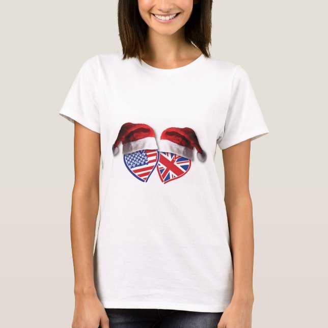 Camiseta Christmas Patriotic UK Hearts (Frente)