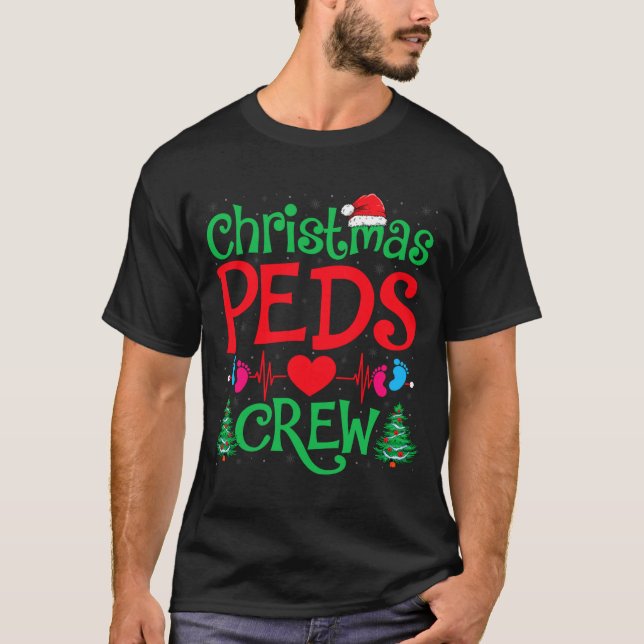 Camiseta Christmas Peds Crew Santa Hat Xmas Tree Pediatric  (Frente)