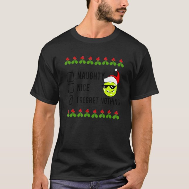 Camiseta Christmas Pickleball  NAUGHTY NICE (Frente)