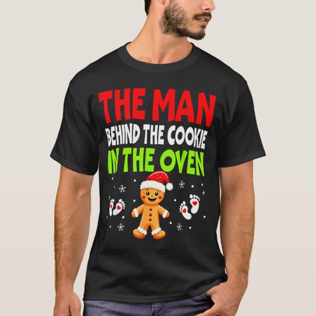 Camiseta Christmas Pregnancy The Man Behind The Cookie In T (Frente)