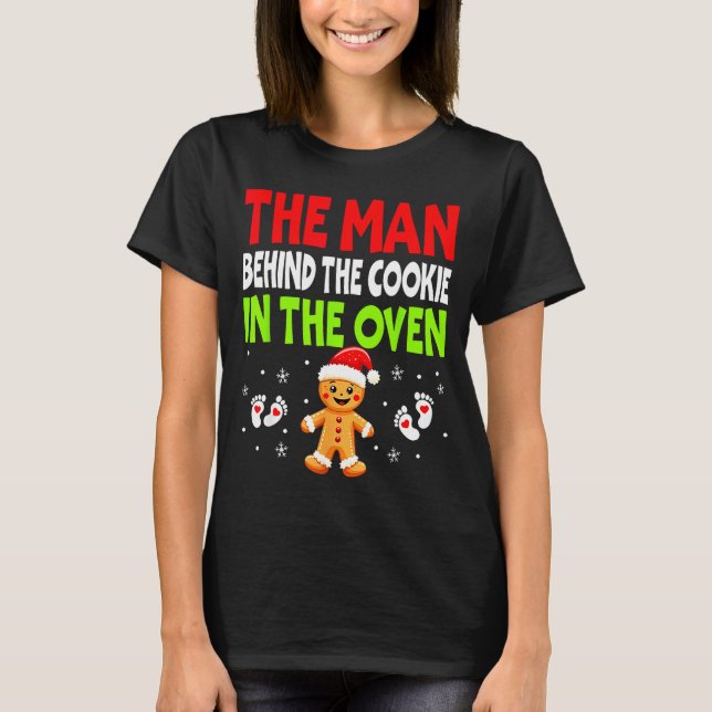 Camiseta Christmas Pregnancy The Man Behind The Cookie In T (Frente)