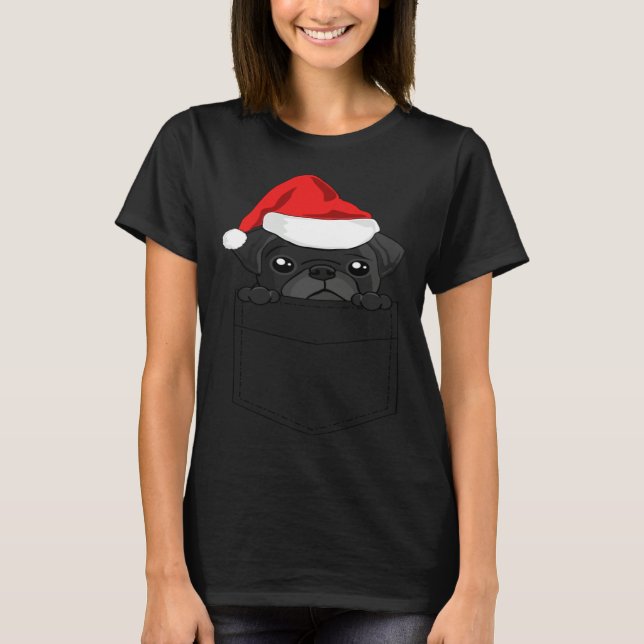 Camiseta Christmas Pug Dog In Your Pocket (Frente)