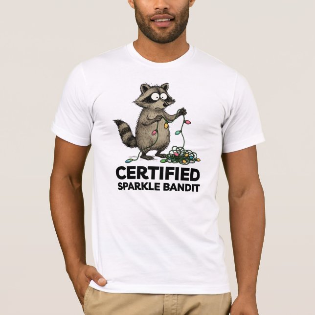 Camiseta Christmas Raccoon holiday certified sparkle bandit (Frente)