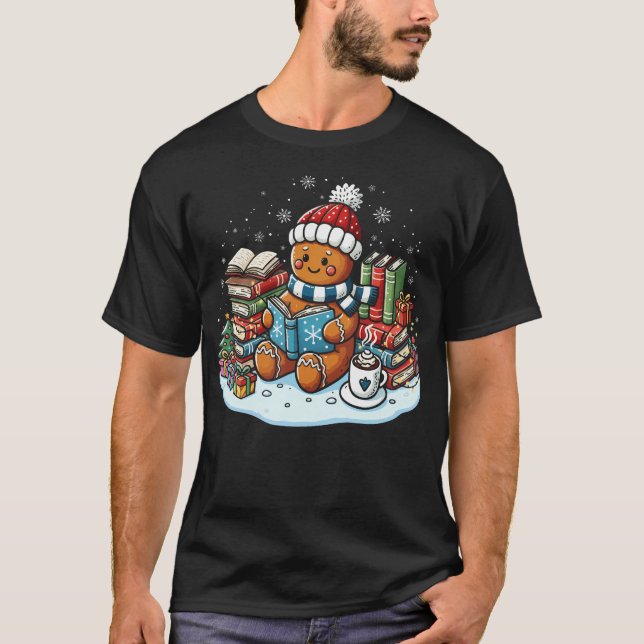 Camiseta Christmas Reading Book Lover Bookworm Librarian Gi (Frente)