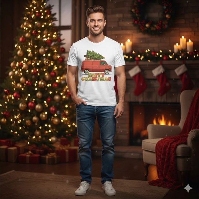 Camiseta Christmas Red Truck Tree Transport (Criador carregado)