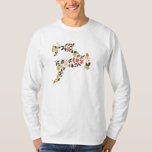 Camiseta Christmas Reindeer Collage – Festive Holida (Frente)