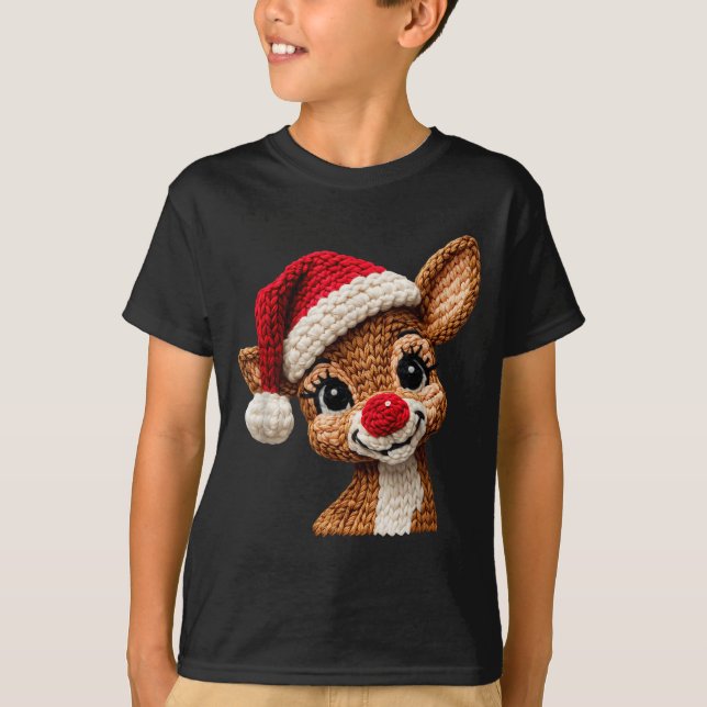Camiseta Christmas Reindeer Crochet Cute Merry Christmas Re (Frente)