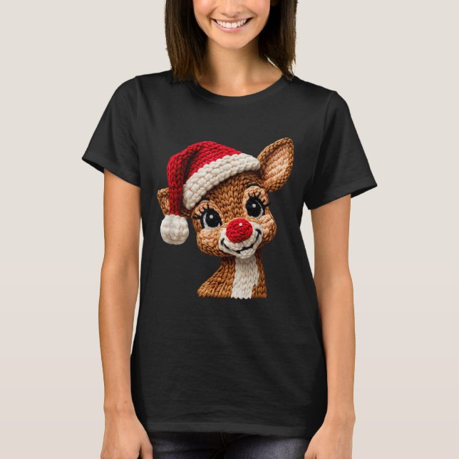 Camiseta Christmas Reindeer Crochet Cute Merry Christmas Re (Frente)
