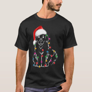 Camiseta Christmas Rough Collie Xmas Lights Santa Hat Dog