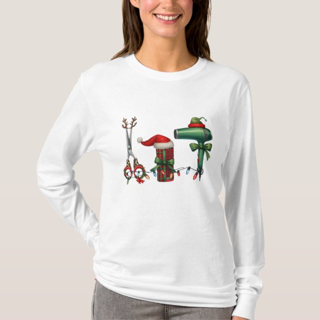 Camiseta Christmas Salon Tools – Funny Beauty Salon Holiday (Frente)