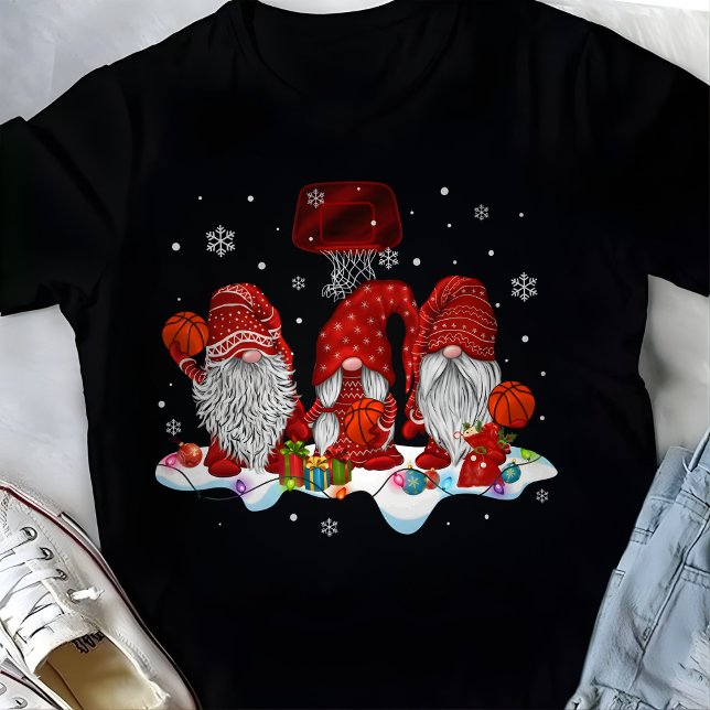 Camiseta Christmas Santa Basketball Player Red Gnomes (Criador carregado)