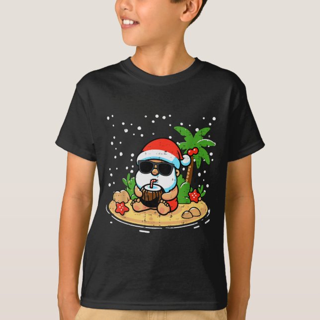 Camiseta Christmas Santa Beach Xmas Trocal Hawaii Men Women (Frente)