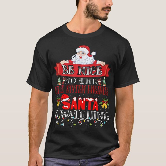 Camiseta Christmas Santa Claus Cloud System Engineer Gift  (Frente)
