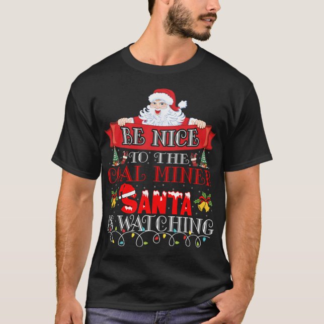 Camiseta Christmas Santa Claus Coal Miner Gift  (Frente)