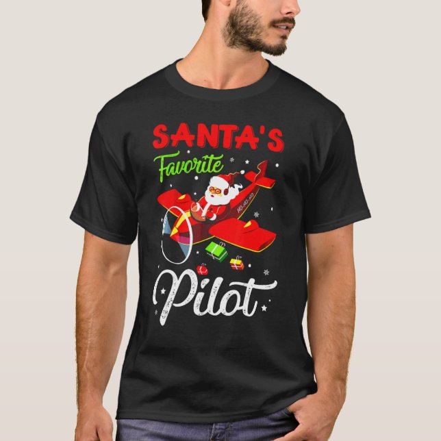 Camiseta Christmas Santa Claus Pilot Flying Airplane (Frente)
