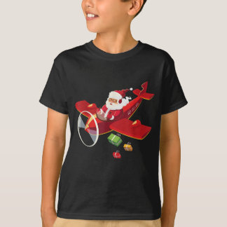 Camiseta Christmas Santa Claus Pilot Flying Airplane