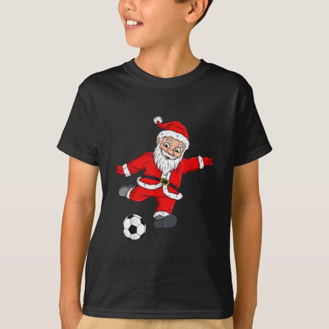 Camiseta Christmas Santa Claus Soccer Ball  (Frente)