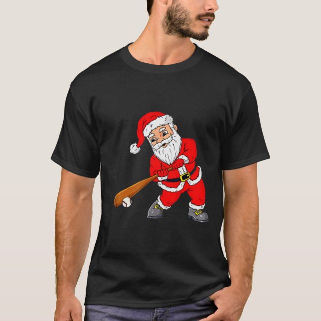 Camiseta Christmas Santa Claus With Baseball Bat Boys Kids  (Frente)