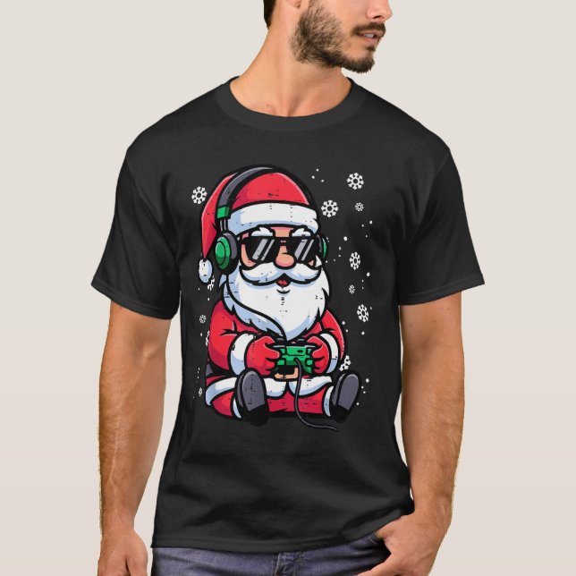 Camiseta Christmas Santa Gamer Funny Xmas Video Gaming Men  (Frente)
