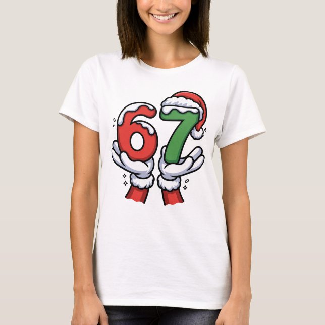 Camiseta Christmas Santa Hand 67 6 7  (Frente)