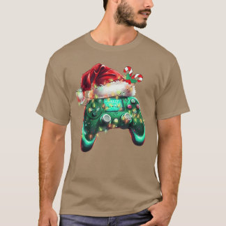 Camiseta Christmas Santa Hat Gamer Controller Video Game Bo