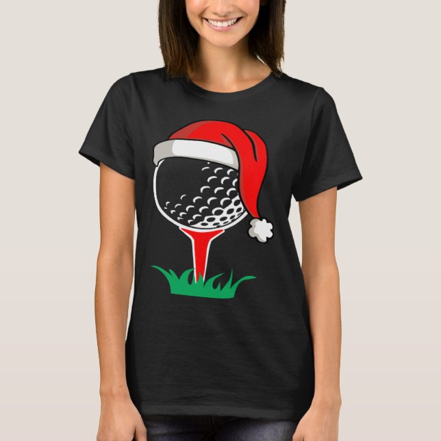 Camiseta Christmas  santa hat golf ball  golfing gag (Frente)