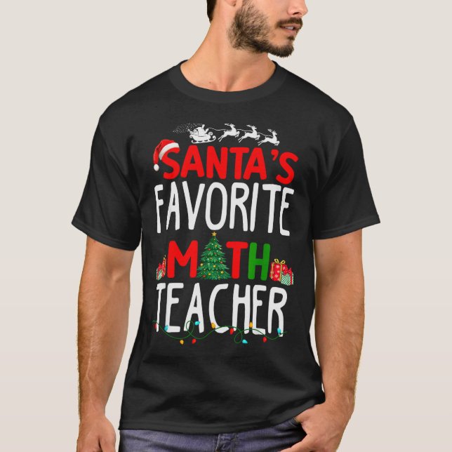 Camiseta Christmas Santa's Favorite Math Teacher Mathematic (Frente)