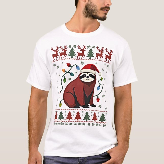 Camiseta Christmas Shirt for Sloth Lover Gift Santa Buffalo (Frente)