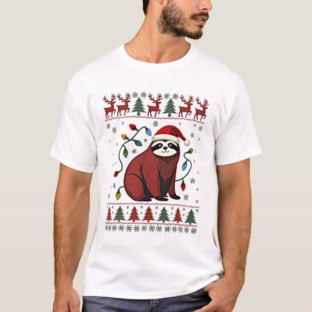Camiseta Christmas Shirt for Sloth Lover Gift Santa Buffalo (Frente)