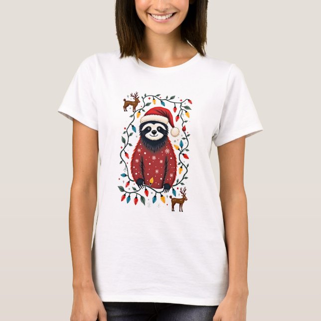 Camiseta Christmas Shirt for Sloth Lover Gift Santa Buffalo (Frente)