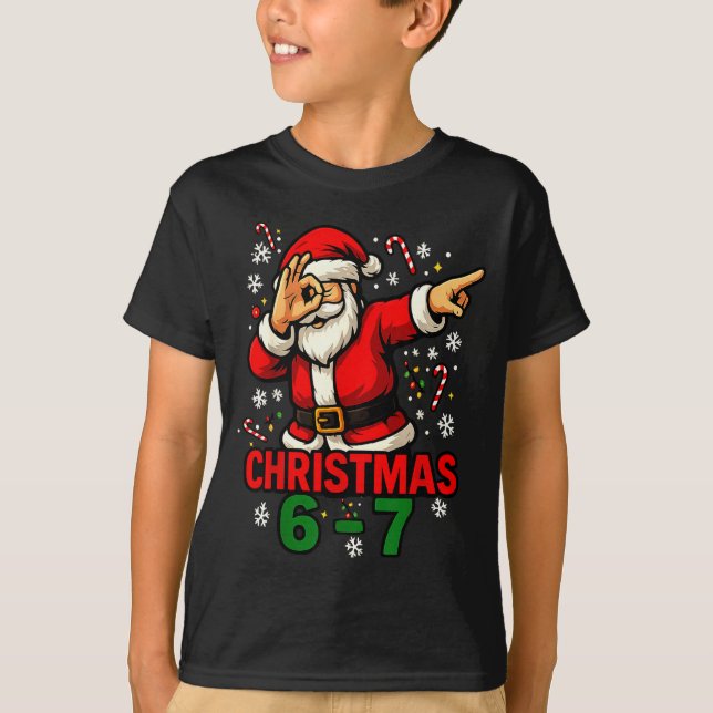 Camiseta Christmas Shirt - Funny Dabbing Santa 6 7 Meme  (Frente)