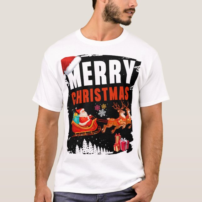 Camiseta Christmas Shirt Men Merry Christmas Xmas T-shirt  (Frente)