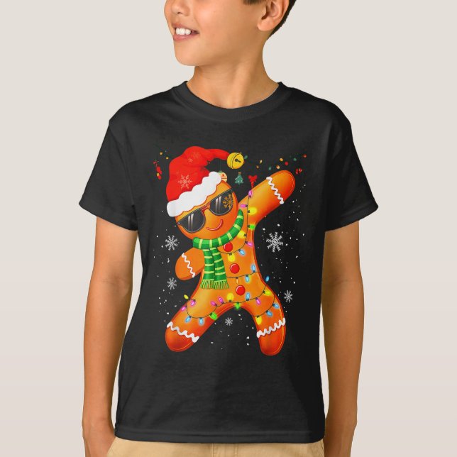 Camiseta Christmas Shirts Kids Boys Toddler Gingerbread Xma (Frente)