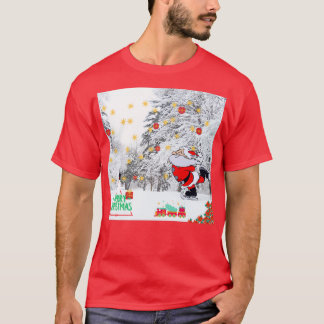 Camiseta Christmas Skateboarding Santa With Full Party its